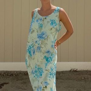 Botanic mint and baby blue shift dress
